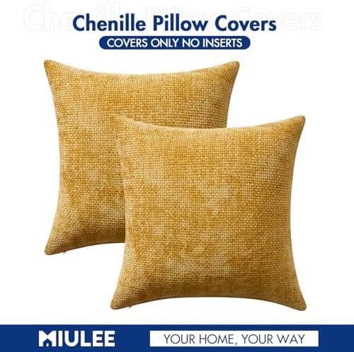 MIULEE Decorative Couch Throw Pillow Covers 22x22 in Mustard Yellow 2 Pack - Image 7