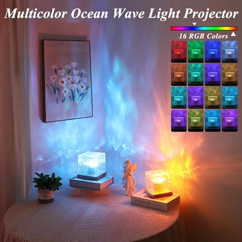 Ocean Projector Light, 16-Color Ambient Lighting Room Decor, Wood Base - Image 2