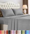 Queen Sheet Set, 4 Pieces 16" Deep Pocket Hotel Luxury Sheets, Heather Grey by UTOPIABEDDING