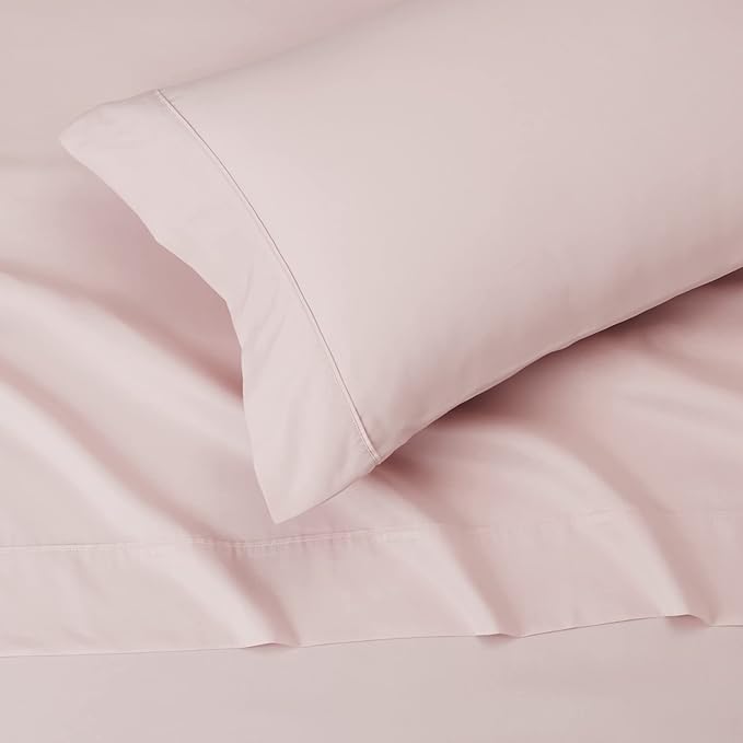 Amazon Basics Lightweight Super Soft, Comfortable Easy Care Microfiber 3-Piece Bed Sheet Set with 14-Inch Deep Pockets, Easy to Wash, Twin XL, Blush Pink, Solid