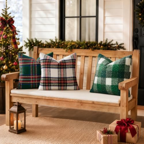 EMEMA Christmas Plaid Pillow Covers 18x18 Set of 2, Tartan Throw Pillow Covers - Image 7