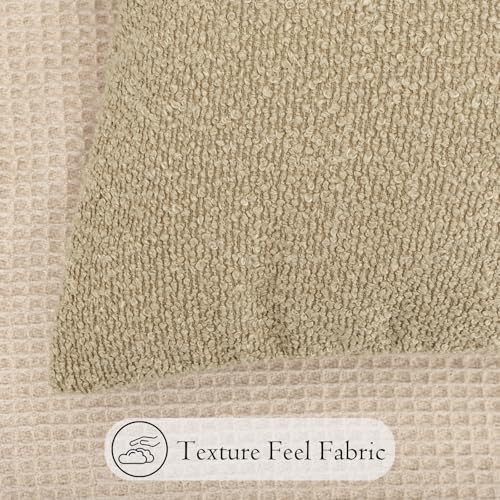 JoraLion 14x36 inch Boucle Lumbar Pillow Cover, Camel Woven Texture Neutral - Image 4