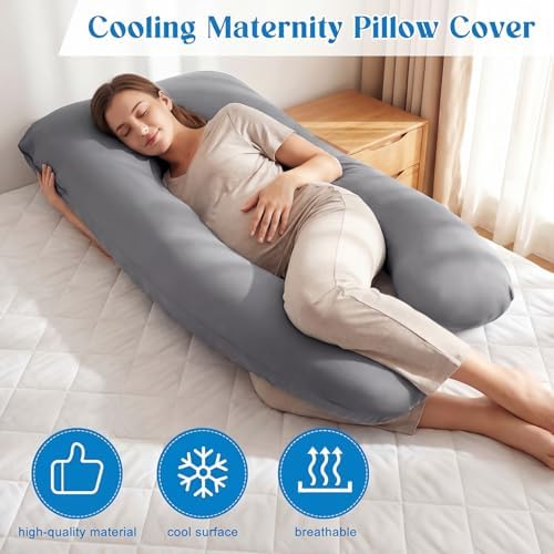 Hahafelt Cooling Pregnancy Pillow Cover 57 Inch Large U Shaped Full Body - Image 5