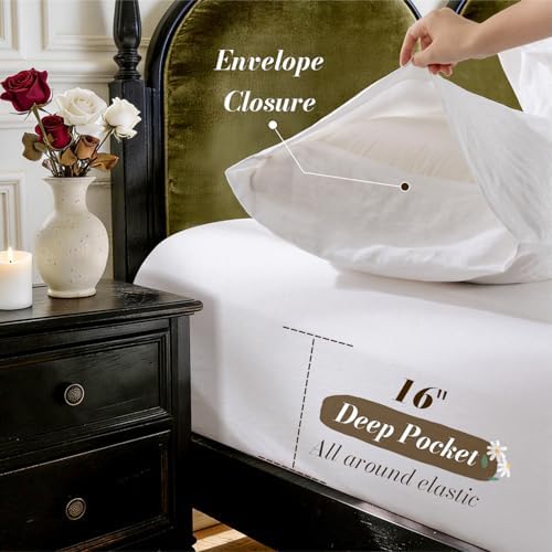 SONORO KATE 100% French Linen Full Size Sheets Set, Natural Flax Bedding - Image 6