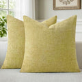 a moment Yellow-Green Chenille Throw Pillow Covers 20x20 Inch Pack of 2 Modern by amoment
