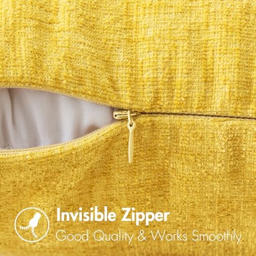 MIULEE Soft Chenille Lumbar Throw Pillow Covers Yellow 12x20 Pack of 2 - Image 3
