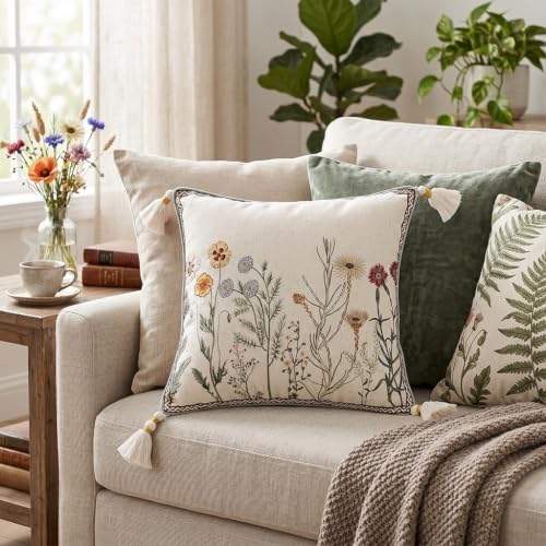 ISAENNE Designer Vintage Linen Throw Pillow Cover - Image 3