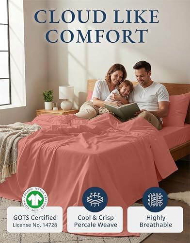 LANE LINEN Twin Sheets 100% Organic Cotton Percale Cooling Soft - Image 2