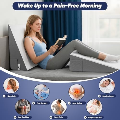 12 inch Bed Wedge Pillow for Adults Seniors, Cooling Memory Foam Incline Pillow - Image 2