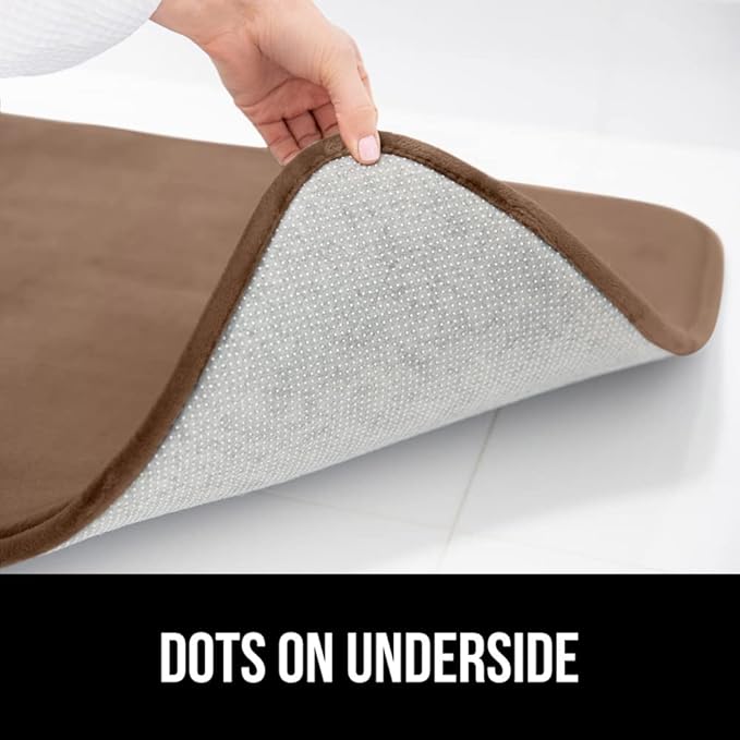 GORILLA GRIP Memory Foam Bath Mat, Soft Absorbent Velvet Bathroom Mats, Durable Dots on Underside, Machine Washable Bathmat, Carpet Rug Room Decor for Shower Tub Floor RV, 36x24 Rugs, Taupe