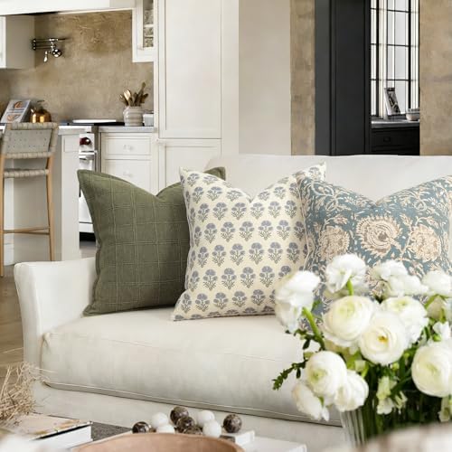 Farmhouse Floral Pillow Covers 22x22 Set of 2, Country Botanical Throw Pillow - Image 4