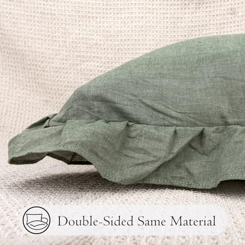 JoraLion Ruffled Lumbar Pillow Cover 14x36 Solid Green - Image 6