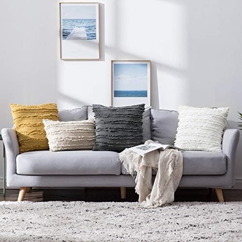 MIULEE Boho Linen Striped Lumbar Throw Pillow Covers 12x20 - Image 4