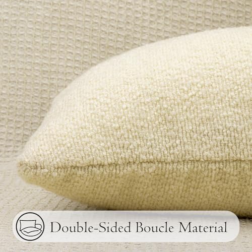 JoraLion 14x36 inch Boucle Lumbar Pillow Cover, Ivory Woven Texture Neutral - Image 6