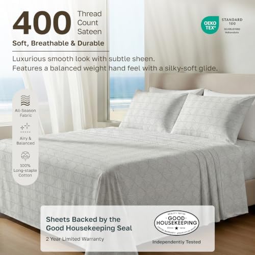 California Design Den Soft 100% Cotton Sateen 3 Pc Twin/XL Sheets Set - Image 2