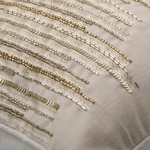The HomeCentric Decorative Ivory Pack of 2, Silk Embroidery, Sequins Beaded - Image 2
