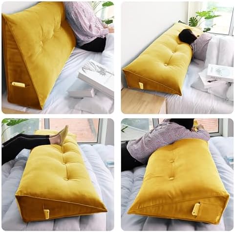 WOWMAX Headboard Pillow Caking Bed Wedge Pillow Headboard Reading Yellow - Image 3