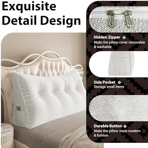 Triangle Reading Pillow XXLQueen Size XXL Wedge Headboard Extra Large Back - Image 5