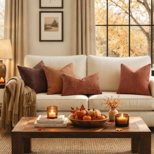 MIULEE Fall Decorative Rust Couch Throw Pillow Covers 20x20 Inch 2 Pack - Image 3