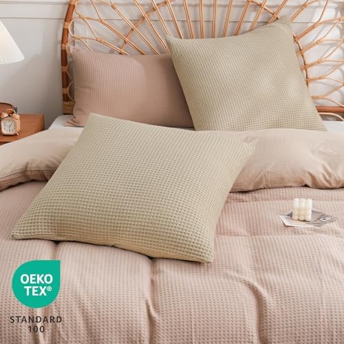 PHF 100% Cotton Waffle Weave Throw Pillow Cover, No Insert, 2 Pack Elegant Home - Image 2
