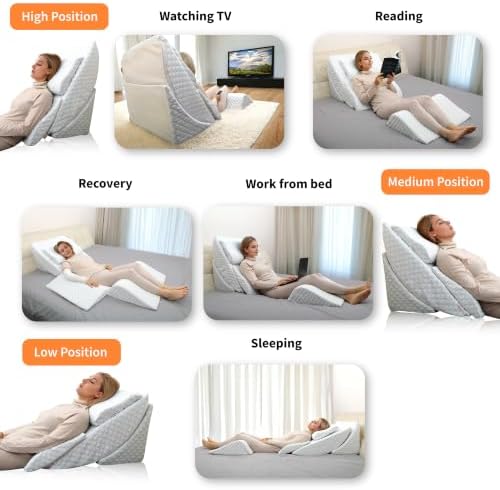 Adjustable Orthopedic Bed Wedge Pillow Set, Reading Pillow & Back Support - Image 4
