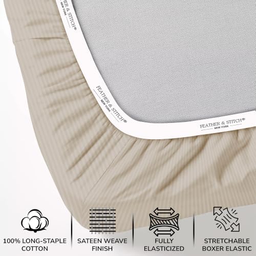 Feather & Stitch 100% Cotton Sateen 500 TC King Size Bed Sheet Set - Image 3
