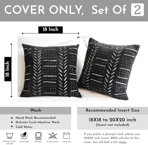 BlissBlush Black Decorative Throw Pillow Covers 18X18, Boho Farmhouse Cushion - Image 3