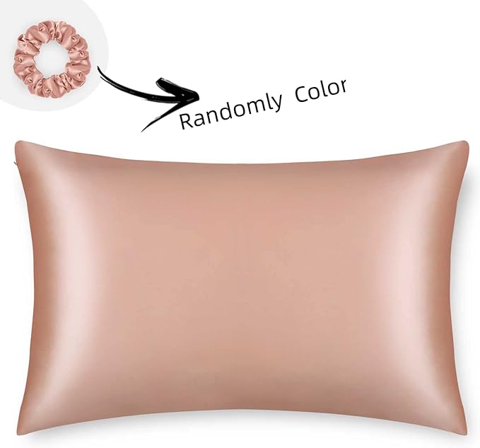 ALASKA BEAR Silk Pillowcase for Curly Hair and Skin Women Real Mulberry Silk Pillow Case Standard Single (1 Pack, Rose Gold)