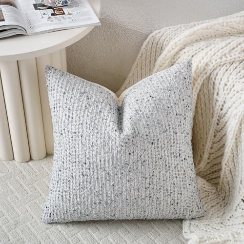 DEZENE 24x24 Blue Throw Pillow Cover Textured Boucle Striped Chic Morden Boho - Image 4