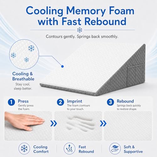 OAISZ Wedge Pillow for Sleep Apnea, 12-Inch Memory Foam Top - Image 4