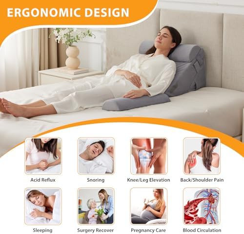 Ruqmuis Wedge Pillow Set for After Surgery, Incline Pillow Wedge for Headboard - Image 6