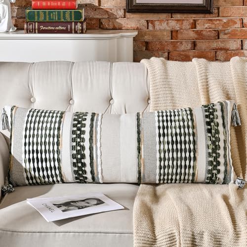 AmHoo Chenille Striped Textured Boho Throw Pillow Covers Aesthetic by AmHootextile