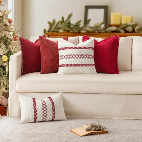 MIULEE Decorative Couch Throw Pillow Covers 20x20 Inch Red 2 Pack - Image 4