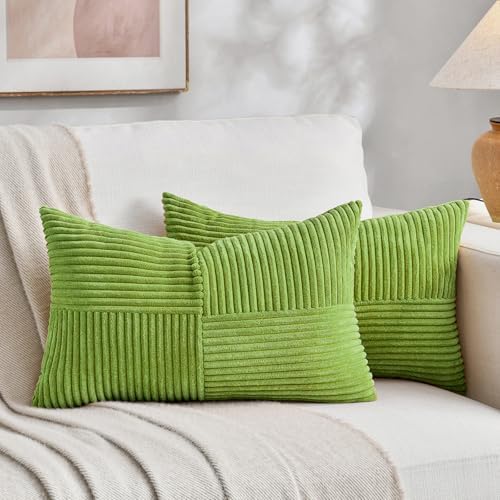 Fancy Homi Set of 2 Lime Green Long Lumbar Decorative Throw Pillow Covers 12x24 by Fancy+Homi