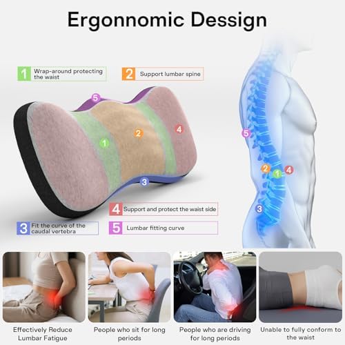 Lumbar Support Pillow for Bed, Lower Back Pillow for Sleeping, Memory Foam - Image 3
