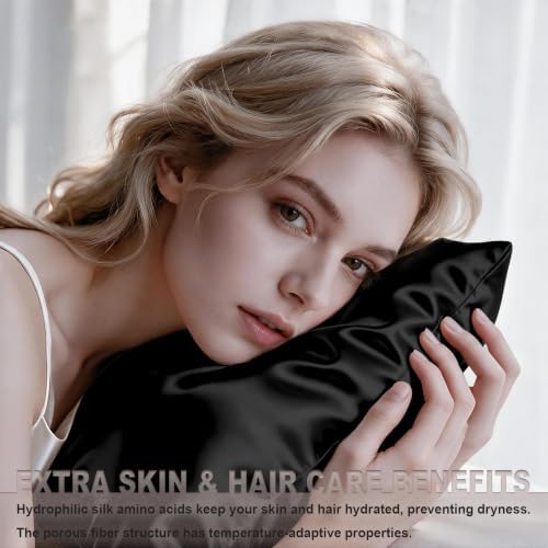 LYSHIN Black Silk Pillowcase Standard Size - Image 3