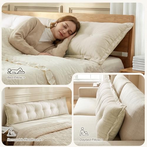 WOWMAX Headboard Pillow Twin Dorm Bolster Reading Pillow - Image 3