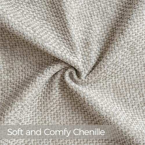 a moment Grey-Beige Chenille Throw Pillow Covers 20x20 Inch Pack of 2 Modern - Image 4