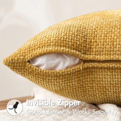 MIULEE Decorative Couch Throw Pillow Covers 16x16 in Mustard Yellow 2 Pack - Image 5