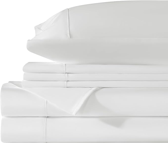 LBRO2M 1000 Thread Count 100% Egyptian Cotton Sheets Set 6 Piece Sets California King Bed Sheet Deep Pocket Sheet Set 16" Soft Comfortable All Season (California King, White)