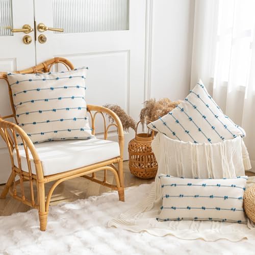 YEENAASY Boho Throw Pillow Covers 18x18 Set of 2 Farmhouse Pillow Cases - Image 4