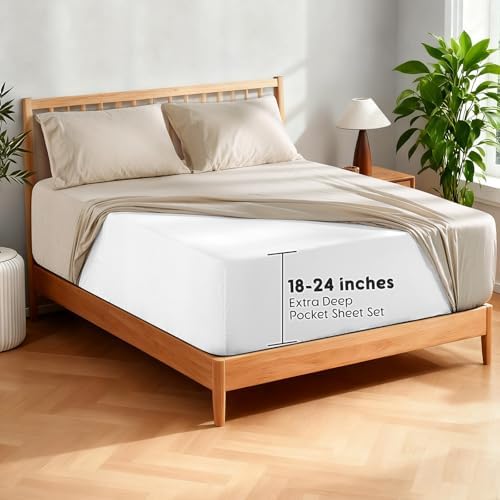 SONORO KATE 100% French Linen Queen Size Sheets Set, Extra Deep Pocket - Image 6