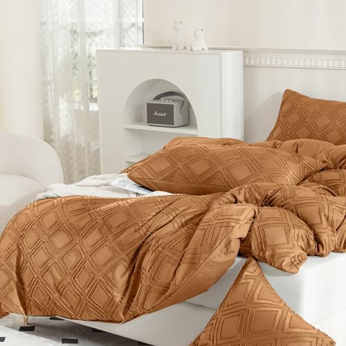 JELLYMONI Rust Grid Tufted Pillowcases Body Size 20" x54" - Image 4