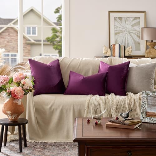 GIGIZAZA Velvet Pillow Covers 16x16 Decorative Pillows Pack of 2 Purple - Image 6