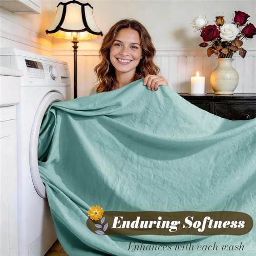 SONORO KATE 100% French Linen King Size Sheets Set, Natural Flax Bedding - Image 5