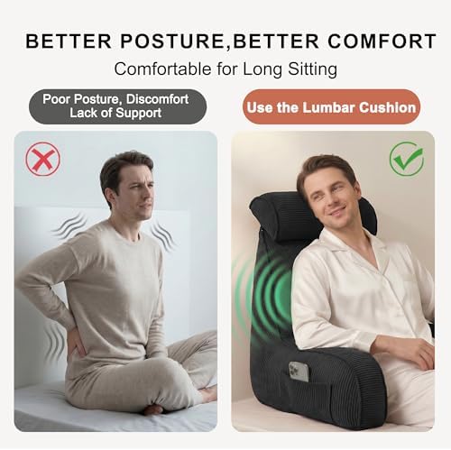Corduroy Reading Pillow for Sitting Up in Bed, Bed Rest Backrest Pillow - Image 5