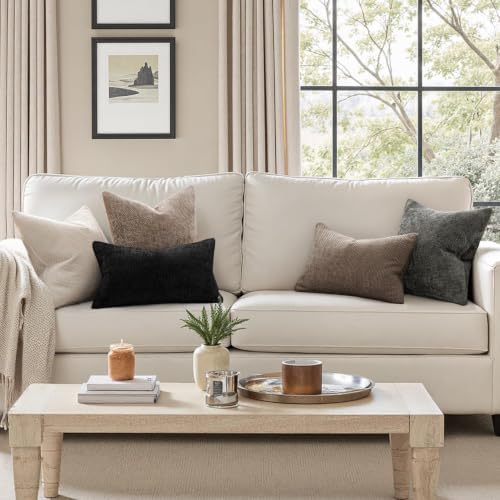 MIULEE Dercorative Lumbar Throw Pillow Covers 12x20 Inch Brown 2 Pack - Image 2