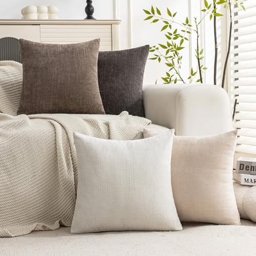 Set of 4 Soft Textured Decorative Throw Pillow Covers 20x20 Inch Cozy Farmhouse - Image 2