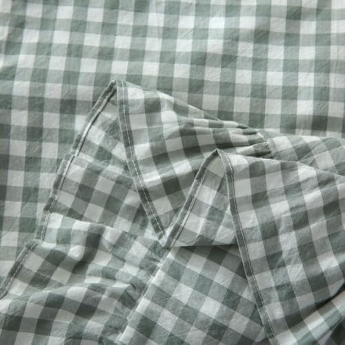 Mywinlle Dusty Green Gingham Plaid Ruffle Throw Pillow Covers 20"x20" - Image 6