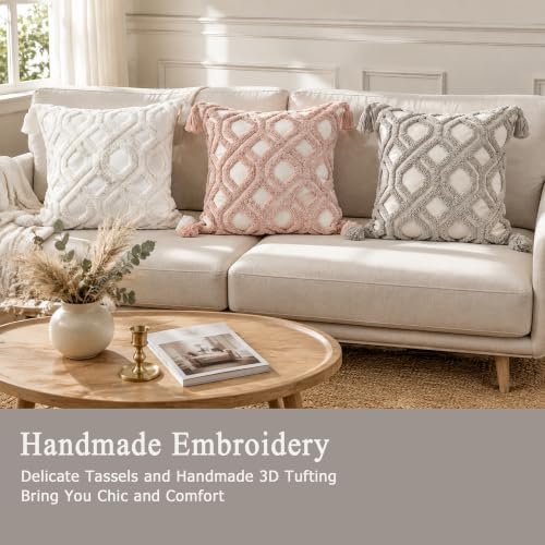 Boho Throw Pillow Covers 18x18 Tufted - Image 4
